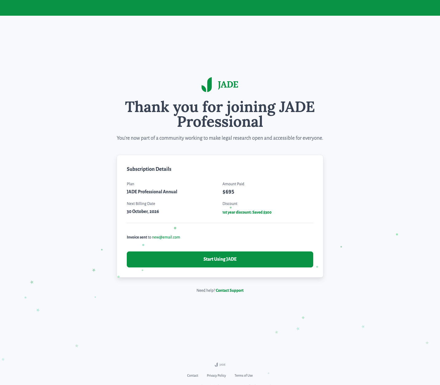 Thank you for joining JADE Professional