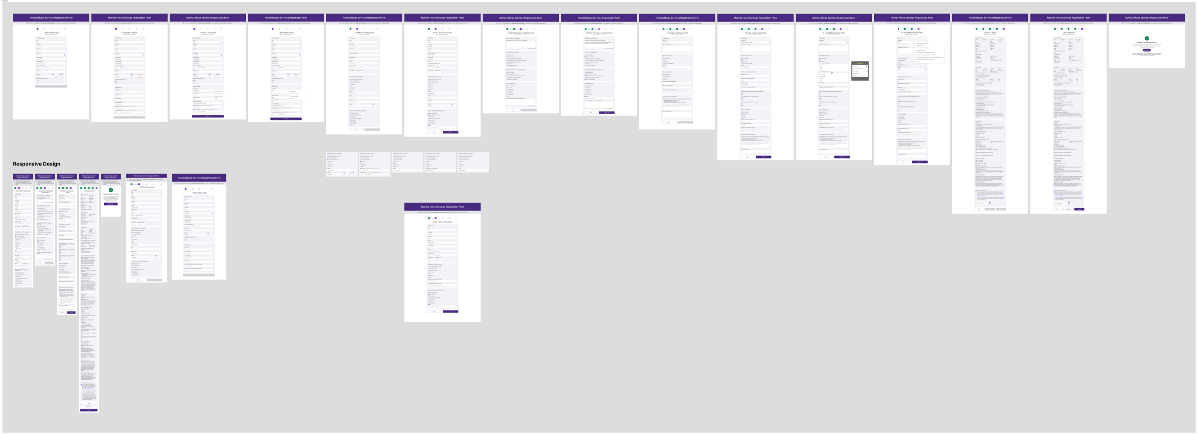 Nursing Referral Form V1.0: iteration wall across desktop, tablet, and mobile